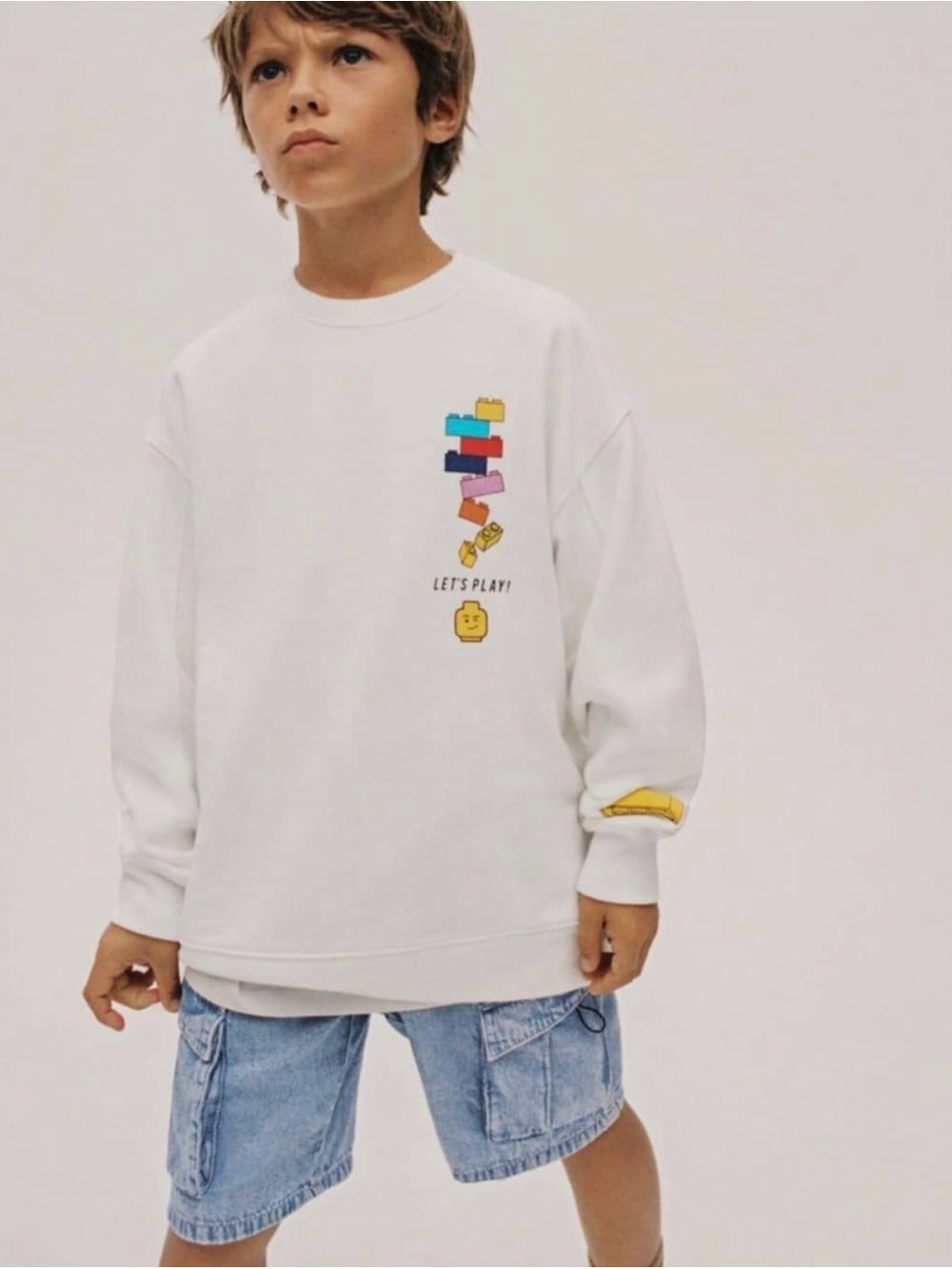 Like New | Zara Kids x LEGO "Let's Play!" White Crewneck Sweatshirt - Boy US 9